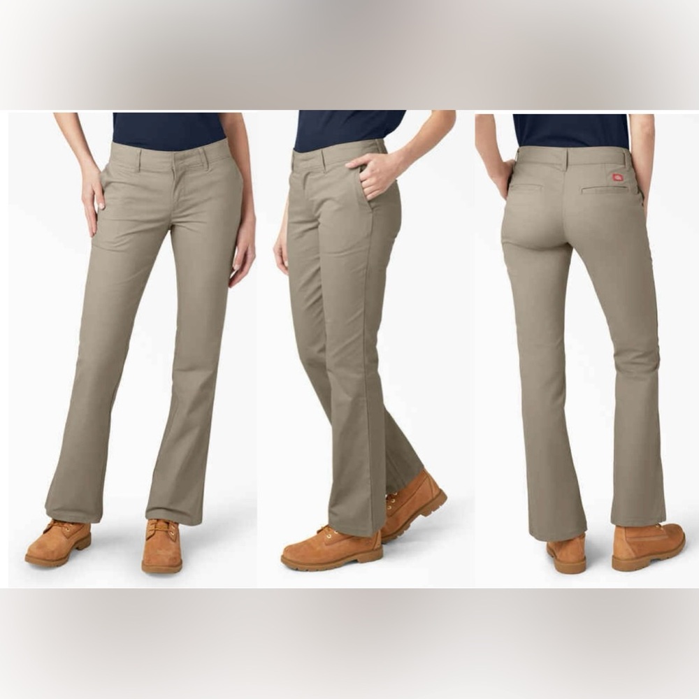 Dickies Women’s Slim Fit Boot Cut Stretch Twill Pant - Desert Sand (8)